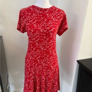 Michael Kors Red Floral Midi Dress